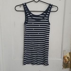 Navy blue and white striped tank top